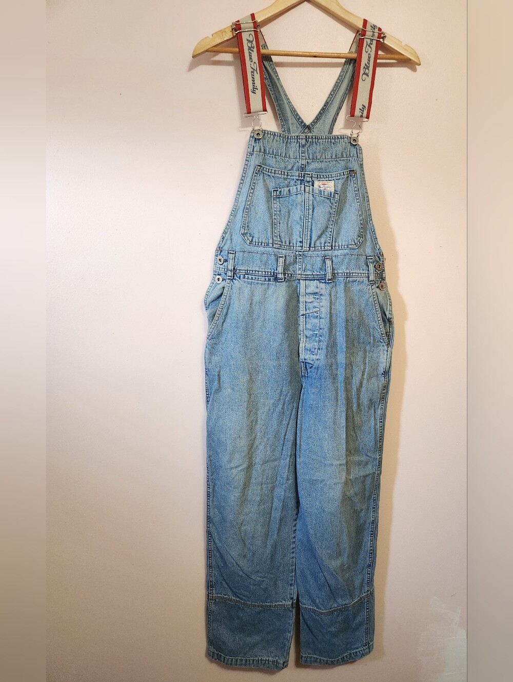 Vintage Benetton Blue Family Light Wash Denim Overalls Made In Italy Retro 90s